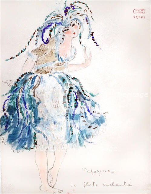 Papagena. Costume design for the Opera "La flûte enchantée" by W. A. Mozart, 1922. Creator: Drésa, Jacques (1869-1929).
