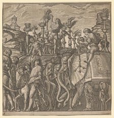 The Triumph of Julius Caesar: Elephants Carrying Torches, 1593-99. Creator: Andrea Andreani (Italian, about 1558-1610).