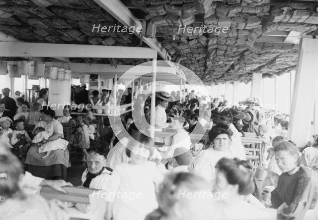 Hospital boat, mothers and children on upper deck, 1910. Creator: Bain News Service.