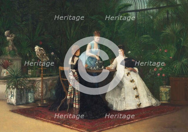 Tea in the conservatory, 1893. Creator: Samson, Jeanne (active 19th century).