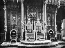 The Royal Throne, House of Lords, Westminster, c1905.Artist: John Benjamin Stone
