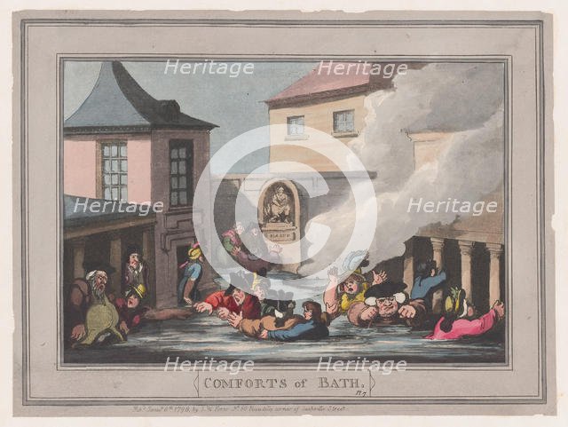 Comforts of Bath, Plate 7, January 6, 1798., January 6, 1798. Creator: Thomas Rowlandson.