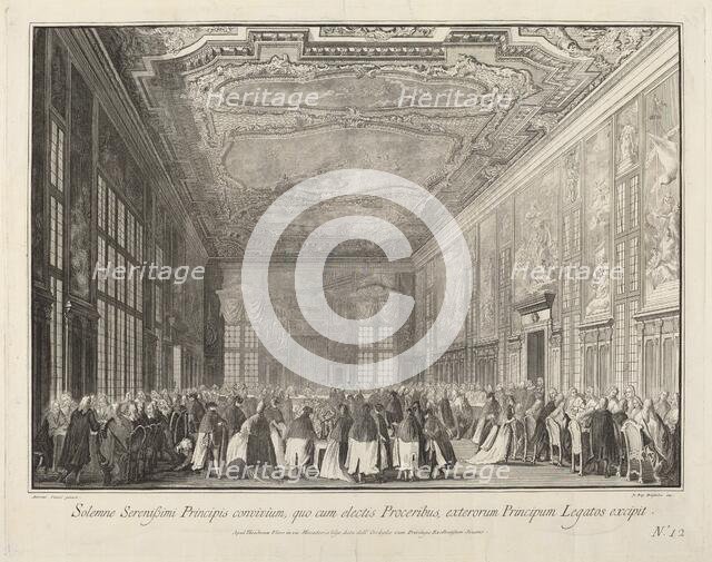 The Doge Entertains Foreign Ambassadors at a Banquet, 1763/1766. Creator: Giovanni Battista Brostoloni.