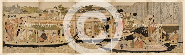 Pleasure Boats on the Sumida River, c. 1792. Creator: Hosoda Eishi.