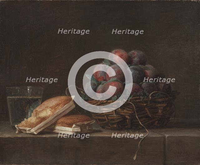 Basket of Plums, 1769. Creator: Anne Vallayer-Coster (French, 1744-1818).