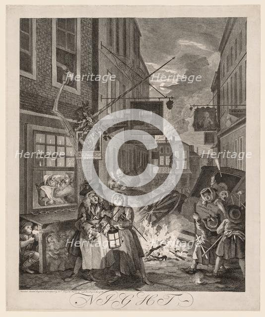 The Four Times of Day: Night, 1738. Creator: William Hogarth (British, 1697-1764).