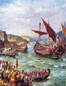 Departure of the Romans from Britain after the sacking of Rome in 410 AD, (c1920). Artist: Henry Payne