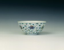 Doucai bowl with floral scrolls, Qing dynasty, Qianlong period, China, 1736-1795. Artist: Unknown