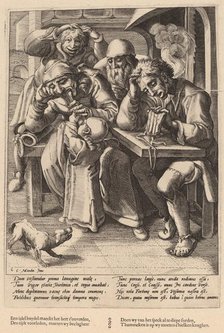 When Your Purse Is Empty, You Eat Bones Not Bacon, c. 1592. Creator: Goltzius, Workshop of Hendrick, after Hendrick Gol.