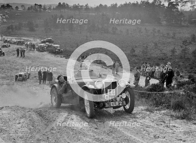 MG TA competing in the Great Weat Motor Club Trial, 1938. Artist: Bill Brunell.
