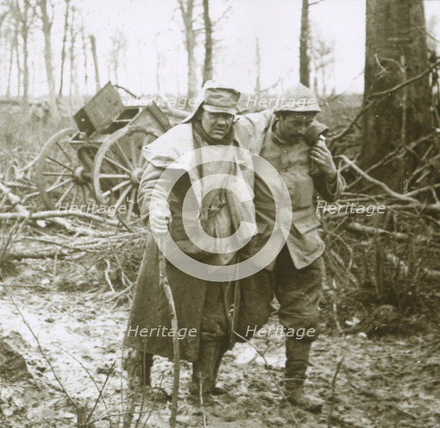 Wounded soldier, Verdun, northern France, 1916. Artist: Unknown.