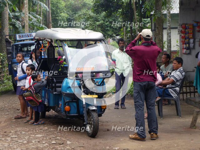 Tuk Tuk school transport in India, 2019. Creator: Unknown.