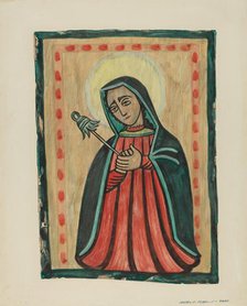 Retablo-Our Lady of Sorrows "Nuestra Senora de los Siete Dolores, c. 1938. Creator: Majel G. Claflin.