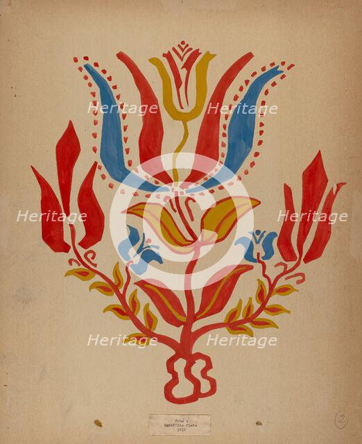 Drawing for Plate 2: From Portfolio "Folk Art of Rural Pennsylvania", c. 1939. Creator: Unknown.