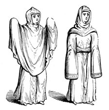 Anglo-Saxon travelling cloaks, (1910). Artist: Unknown