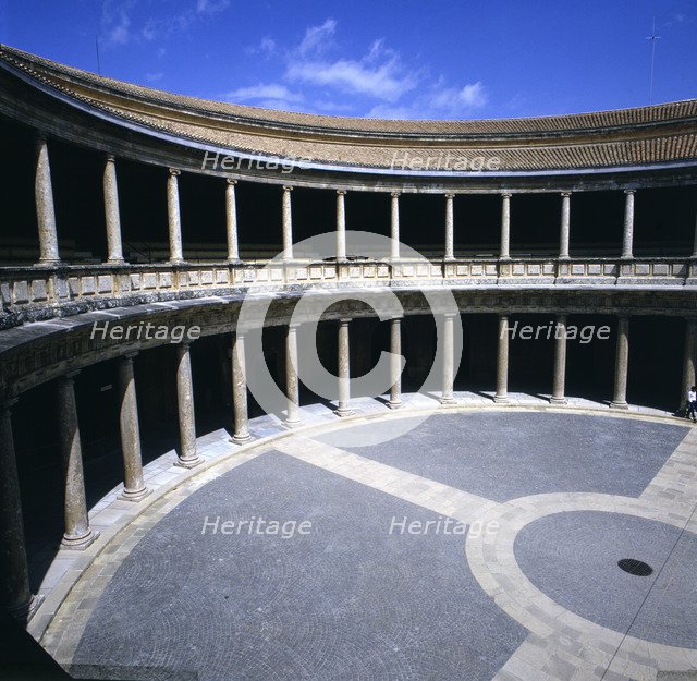 Circular courtyard of the Palace of Charles V at the Alhambra in Granada, by Pedro Machuca.