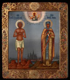 Basil the Blessed and Saint Mary of Egypt, 1901. Artist: Chirikov, Osip Semionovich (?-1903)
