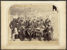 Group portrait of Scots Guards, about 1855-1865. Creator: Unknown.