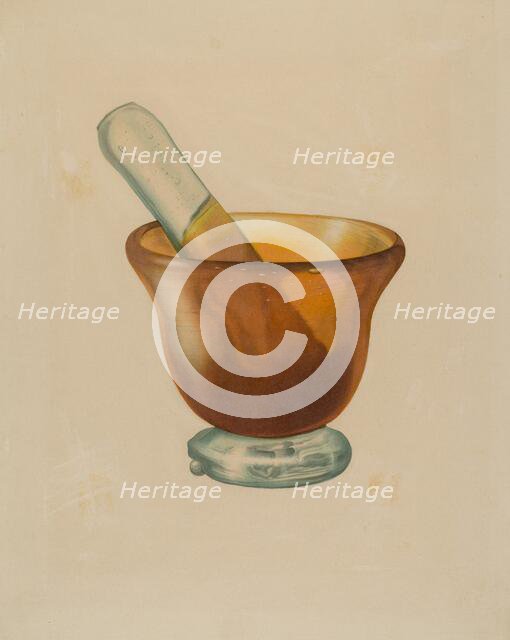 Mortar and Pestle, c. 1940. Creator: Isidore Steinberg.