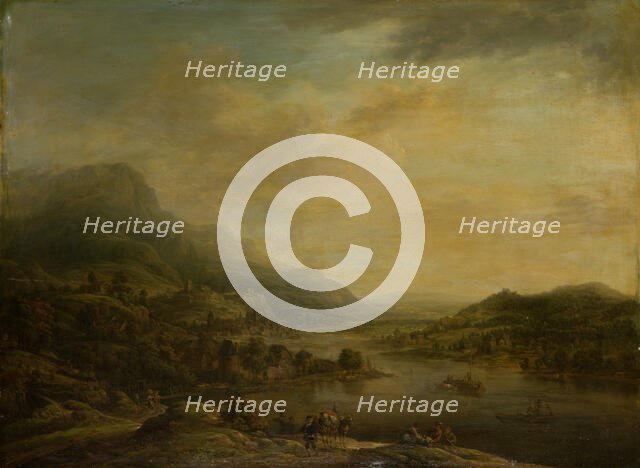 River Landscape with Mule Drover, 1750. Creator: Christian Georg Schutz.