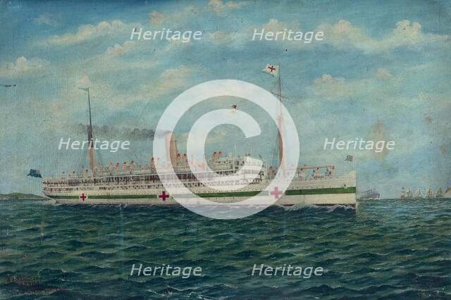 Marama, NZ hospital ship off the Needles, Isle of Wight, English Channel, 1918. Creator: Frank Barnes.