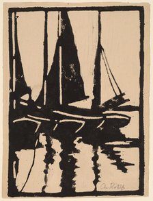Sailboats in the Harbor, 1905-1910. Creator: Christian Rohlfs.