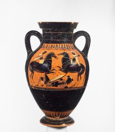 Attic Black-Figure Amphora Type B, about 530-520 BC. Creator: Swing Painter.