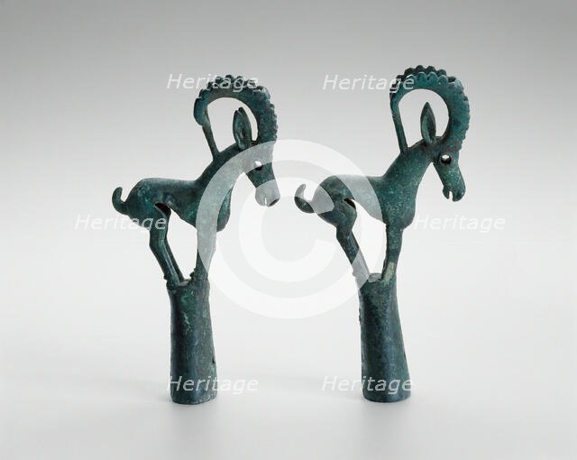 Pair of pole tops with Ibex, 6th/4th century B.C. Creator: Unknown.
