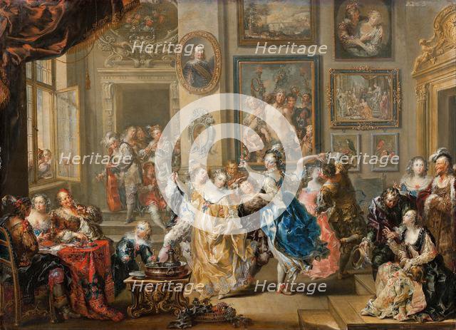 Dancing scene with palace interior , 1731-1734. Creator: Platzer, Johann Georg (1704-1761).