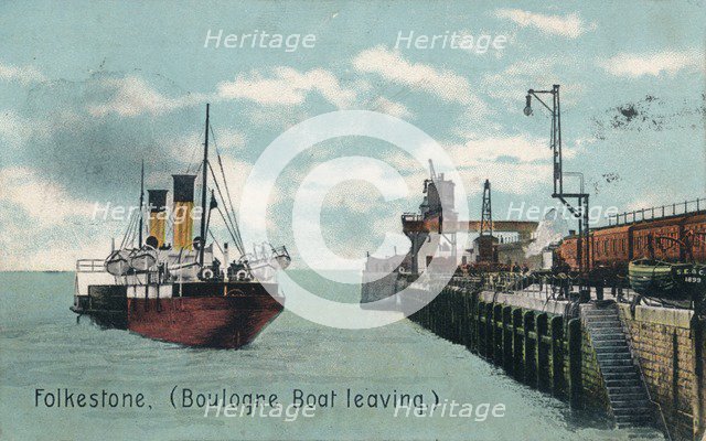 Folkestone (Boulogne Boat leaving), c1905. Artist: Unknown.