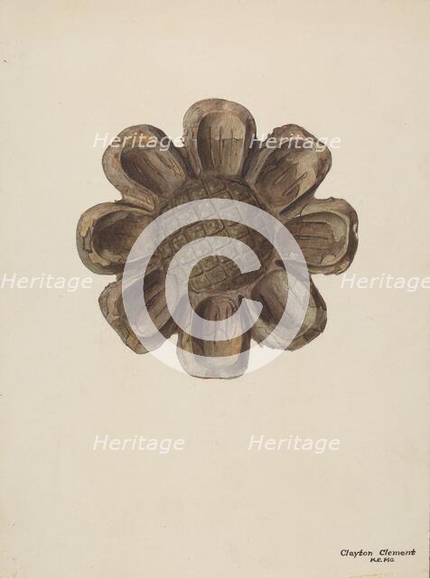 Wood Carving - Flower, c. 1939. Creator: Clements Clayton.