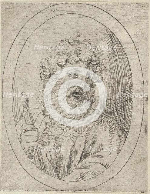 Saint Paul holding a sword, in an oval frame, from Christ, the Virgin, and Thirteen A..., 1600-1640. Creator: Anon.
