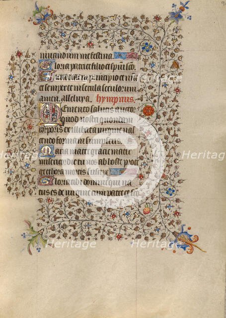 Decorated Text Page; Book of Hours, about 1420. Creator: Unknown.