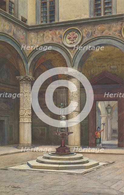Courtyard of the Palazzo Vecchio, Florence, 19th century. Creator: Francesco Salviati.