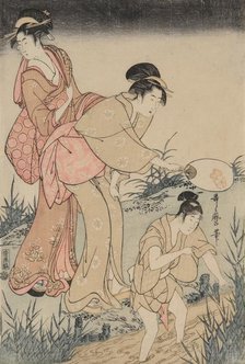 Catching Fireflies Beneath a Willow Tree (right), c. 1796-1797. Creator: Kitagawa Utamaro (Japanese, 1753?-1806).