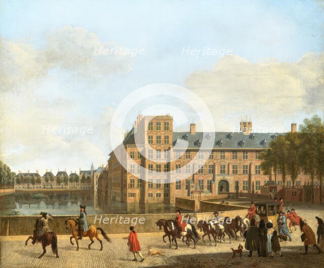 A Hunting Party near the Hofvijver in The Hague, Seen from the Buitenhof. Creator: Gerrit Berckheyde.