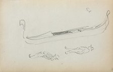 Italian Sketchbook: Gondola and Two Gondoliers (page 14), 1898-1899. Creator: Maurice Prendergast (American, 1858-1924).