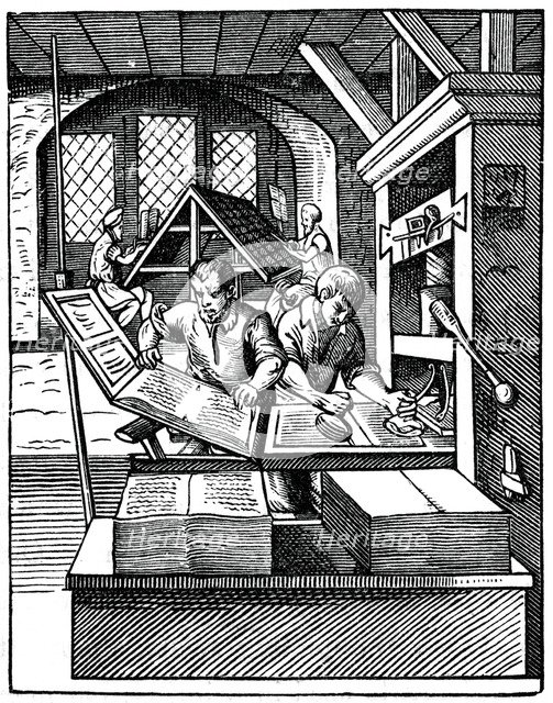 'Printing Workshop', 16th century, (1870).Artist: Jost Amman