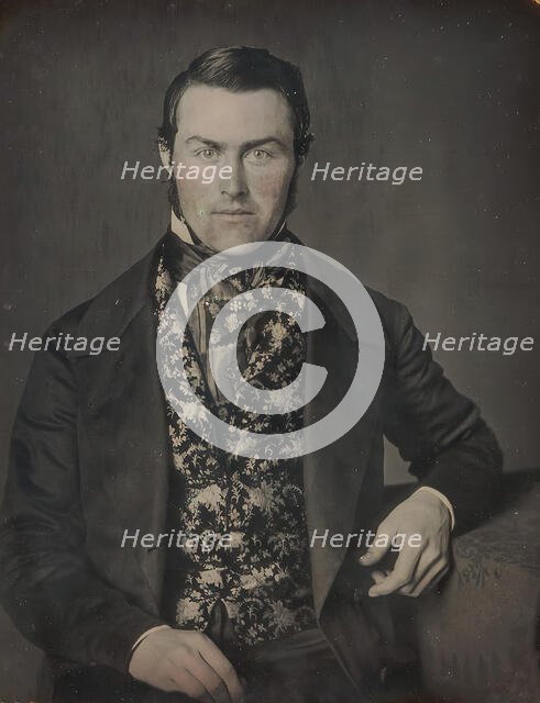 Seated Man in Floral Vest, 1840s-50s. Creators: W. & F. Langenheim, William Langenheim, Frederick Langenheim.