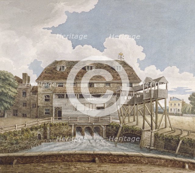 View of a flour mill at Isleworth, Middlesex, 1795. Artist: Anon