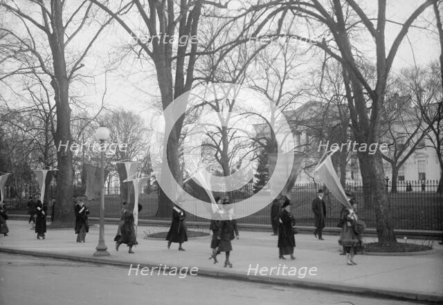 Woman Suffrage - Pickets at White House, 1917. Creator: Harris & Ewing.