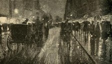 'A Rainy Night. - Street lighted by Electricity', 1882. Creator: Unknown.