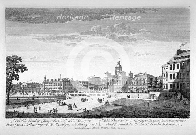 Horse Guards Parade from the south-west, Westminster, London, 1753. Artist: Thomas Bowles