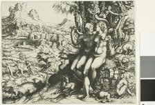 Adam and Eve and the Expulsion from Paradise, 1564. Creator: Cornelis Cort.