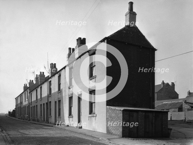 Typical mining town terrace, Queen Street, Swinton, South Yorkshire, 1957. Artist: Michael Walters
