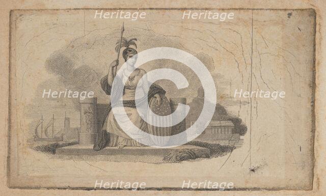 Banknote vignette with female figure representing America, ca. 1824-37. Creator: Attributed to Asher Brown Durand.