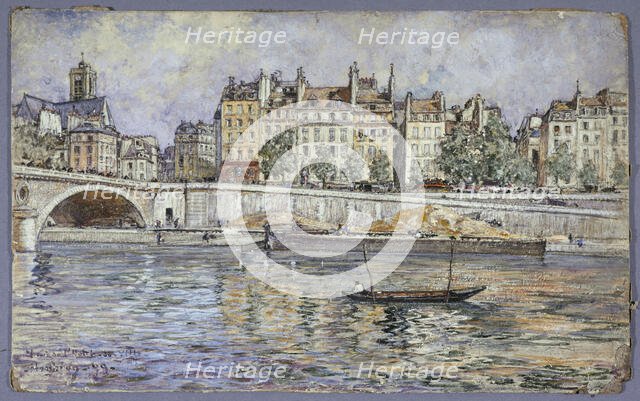 Quai de l'Hotel-de-Ville and Louis-Philippe bridge, 1899. Creator: Frederic Houbron.