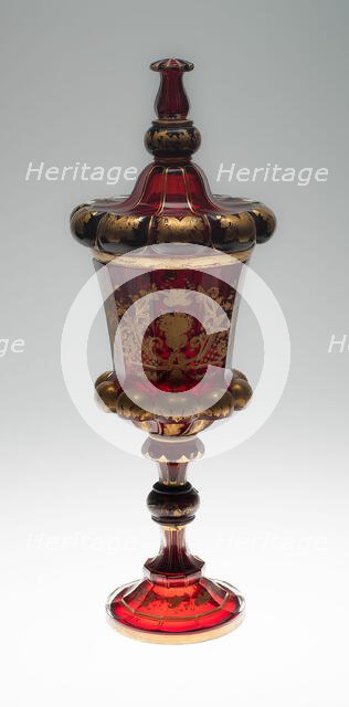 Covered Vase, Bohemia, Mid 19th century. Creator: Bohemia Glass.