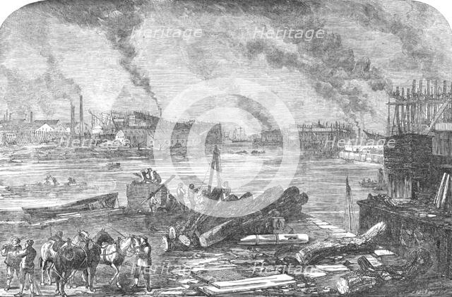 Mare and Co.'s Iron Ship-Building Works, Bow-Creek, Blackwall, 1854. Creator: Charles William Sheeres.