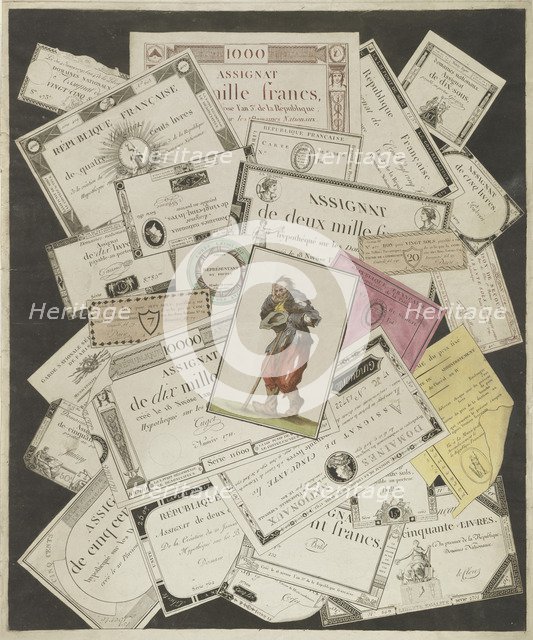 Trompe l'oeil with the Assignats, c. 1796. Artist: Hunin, Joseph (1770-1851)